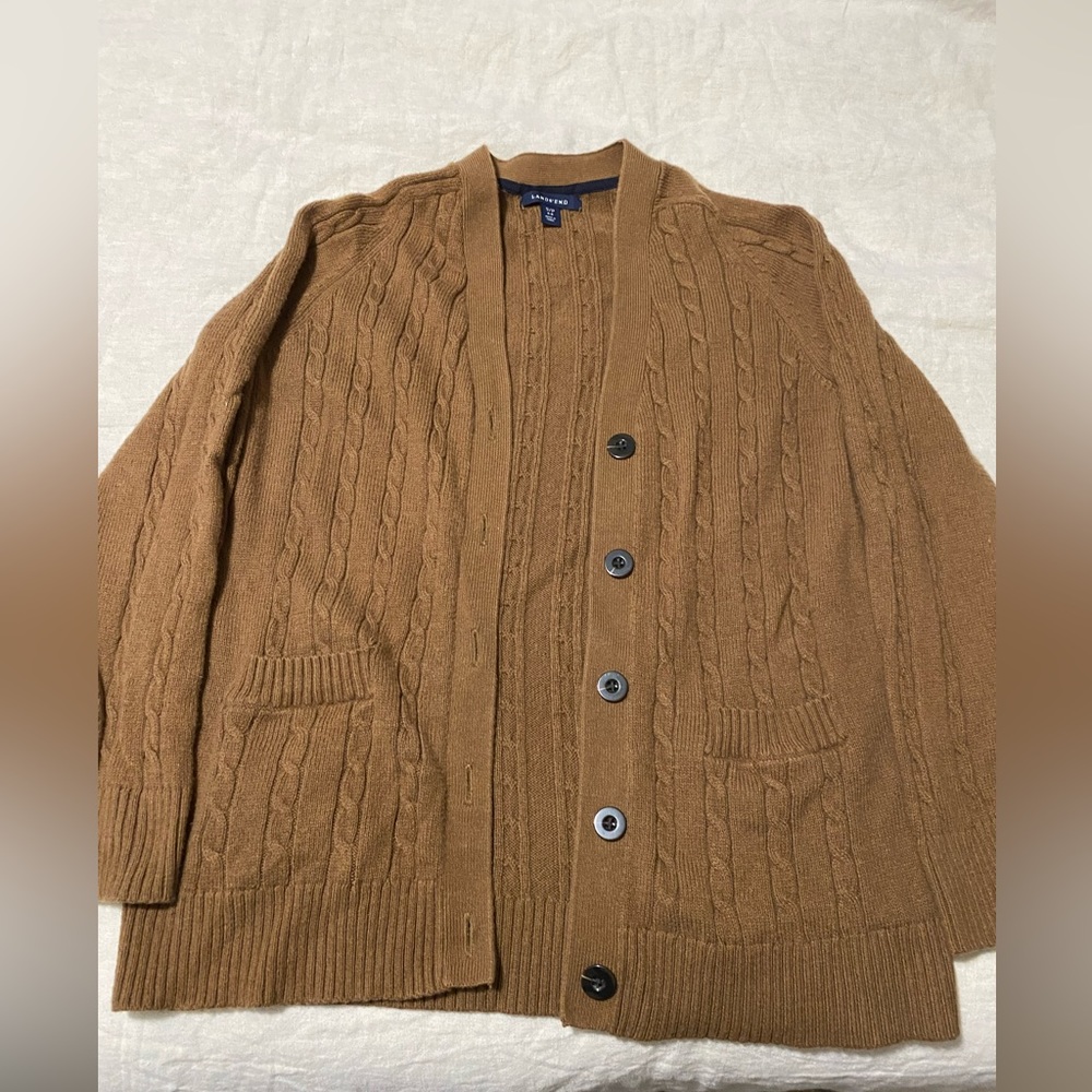 Lands end cable knit cardigan size Small